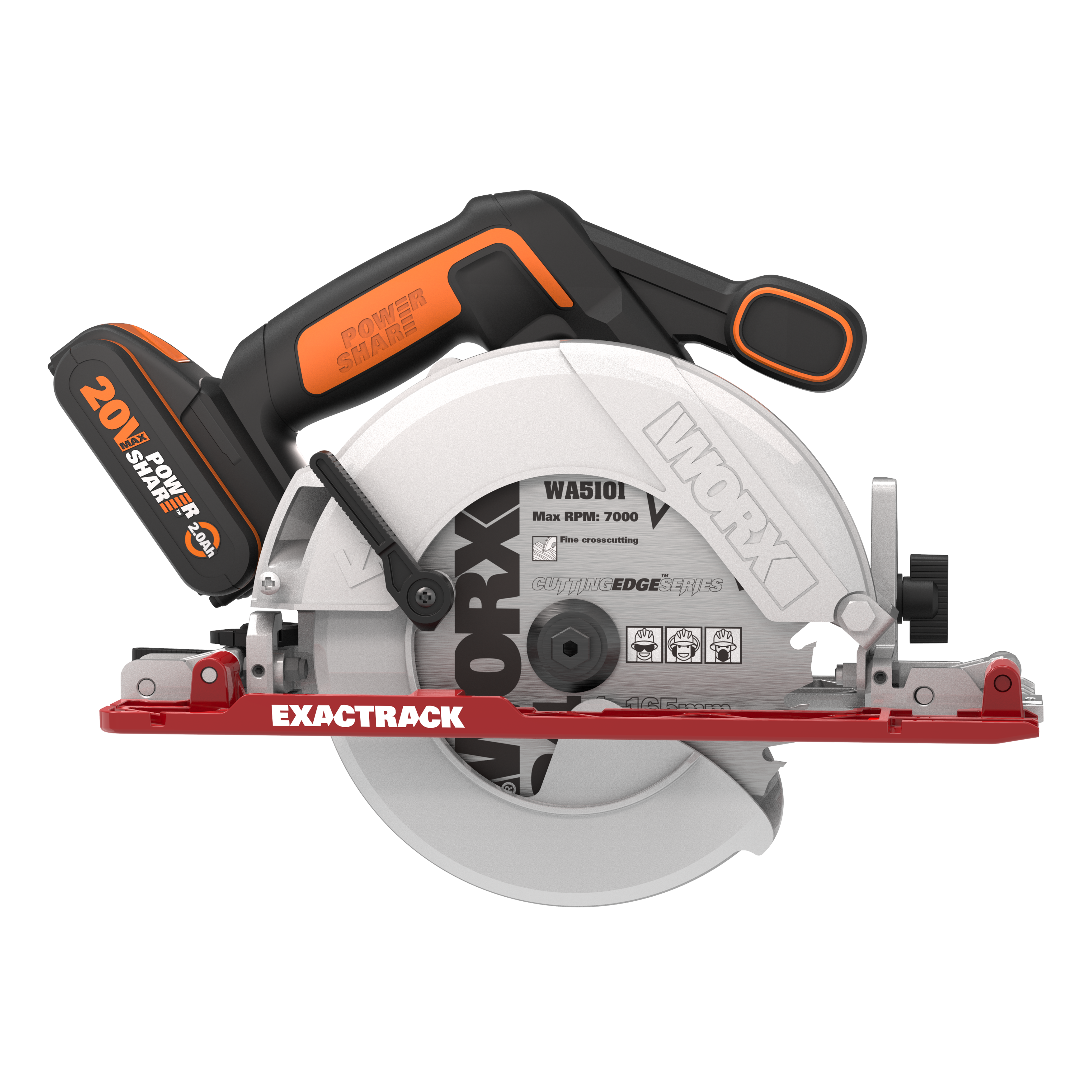 ExacTrack cordless circular saw 20V with 2Ah battery and charger